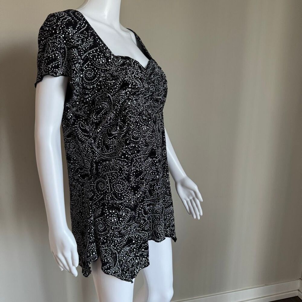 Vintage Plus Size Whimsigoth Fairy Sparkly Top With Ruching Asymmetrical Hem - Picture 6 of 8
